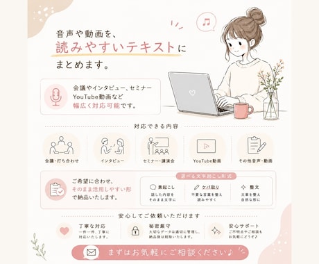 現役秘書が、丁寧に文字起こし承ります 声を、伝わる文章へ。AIで聞き取れ内容も丁寧に文字にします★ イメージ2