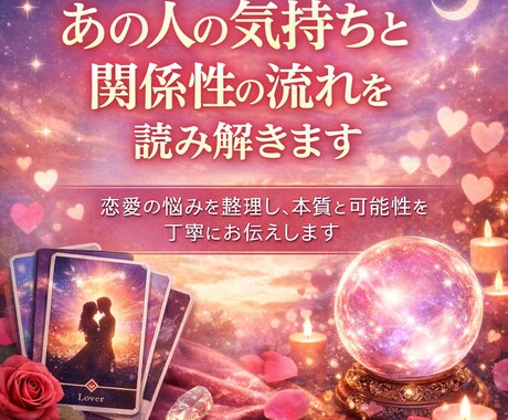 あの人の気持ちと関係性の流れを読み解きます 恋愛の悩みを整理し、本質と可能性を丁寧にお伝えします イメージ1