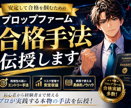 プロップファーム合格FX手法＆資金管理法伝授します イメージ1