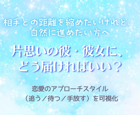 片思いのお相手に、どうアプローチすべきか占います 本質のスピリットと、今の片思いのエネルギーから導き出す攻略法 イメージ1