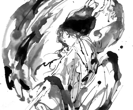 手描き水墨画風イラスト制作｜和の美を描きます 現役イラストレーターが水墨画のようなタッチで描きます！ イメージ1
