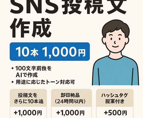 SNS投稿用キャプションを10本セットで作成します 読者の心に刺さる短文をテンプレ化します! サービス内容 イメージ1