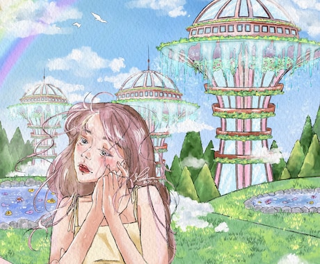 電子書籍や音楽配信用ジャケ写のカバーイラスト描ます 絵本のようなレトロ可愛い1枚絵をデザイン♡ イメージ2