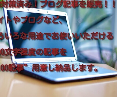 SEO対策済み！ブログ記事を販売します 1000文字程度の記事を”100記事”用意し納品します。 イメージ1