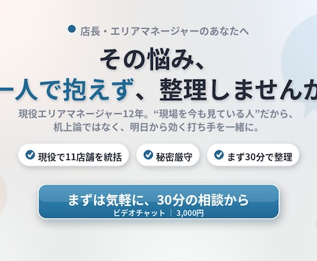 店長・管理職の売上・人の悩み整理しますます 現役マネージャー×12年現場。一緒に現実的な打ち手を出します イメージ1