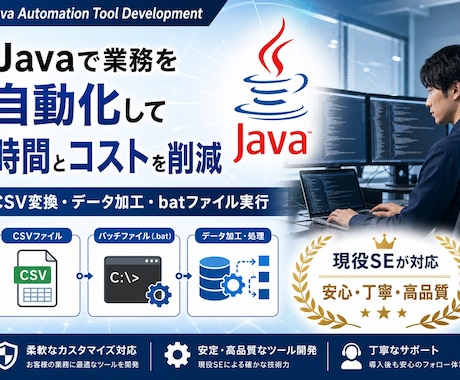 Javaで業務自動化・CSV変換ツール開発します 現役SEがJavaで開発！CSV変換・自動化を実現 イメージ1