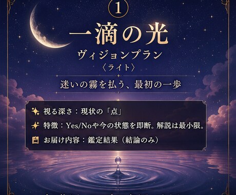 タロット/霊視【一滴の光】・どんな迷いも照らします ヴィジョンプラン― 迷いの霧を払う、最初の一歩 ― イメージ2