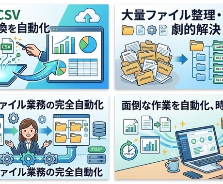Excel・CSVデータの集計・変換・整理します 手作業のコピペ地獄から解放！データ加工をPythonで自動化 イメージ1