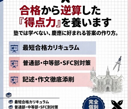 慶應 中学受験｜合格戦略を伝授します 合格者が実践した専用カリキュラムをあなたに イメージ2