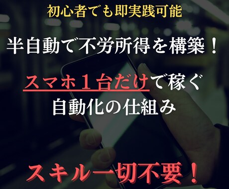 半自動化収入の仕組みを即実践できます だれでも簡単に即実践できるので初心者の方にオススメです！ イメージ1