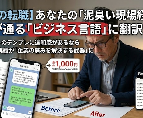 あなたの強みから面接官が頷く職務経歴書を作ります 現在転職活動中の私が一緒にあなたの職務経歴書を書き換えます！ イメージ1
