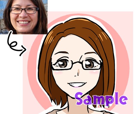 アイコンにピッタリの似顔絵を描きます 顔写真無しでもOK！アニメチックな似顔絵アイコンを作成します イメージ2