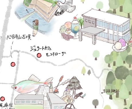 可愛い手描きイラストMAPを作成致します 集客につながる賑わいのある可愛い手描きMAPはいかがですか？ イメージ2
