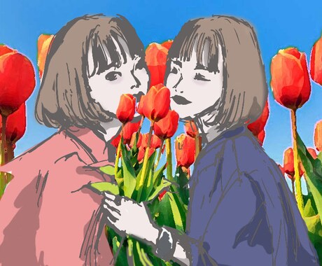 オシャレな女の子の絵描きます 花と女子シリーズ　着せたい服など写真送ってください イメージ2