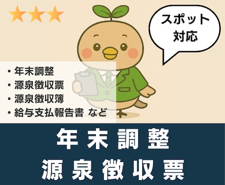 スポットで年末調整・源泉徴収票等を作成します 源泉徴収票、源泉徴収簿、給与支払報告書、年末調整申告書 イメージ2