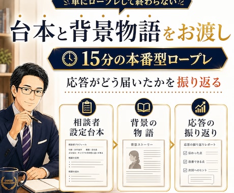 キャリコン｜理論と構造の理解で面談実力がUPします ロープレ設定台本で振返り＋実施後台本はお渡し＋構造的理解 イメージ2