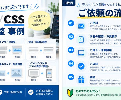 HTML・CSSの修正・調整を行います ちょっとしたHTML・CSSの修正も丁寧に対応 イメージ2