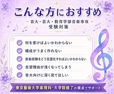 大学講師が音大・芸大受験の小論文を添削します 藝大楽理科卒｜小論文の書き方を構成・内容・表現までサポート イメージ2