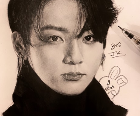 K-POPアイドルなどの似顔絵描きます 基本的にはモノクロの作品