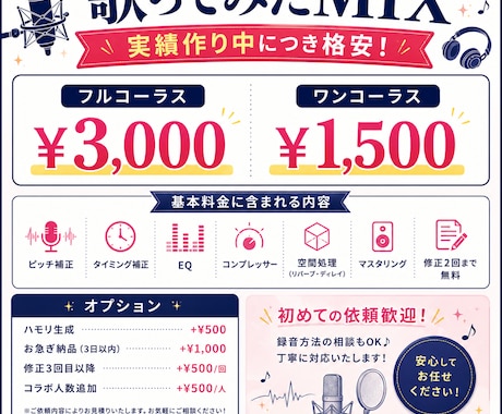 実績作り中のため格安　歌ってみたMIXします ボカロPが丁寧にMIXいたします イメージ1