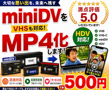 miniDV・VHSをスマホで見れるようにします イメージ1