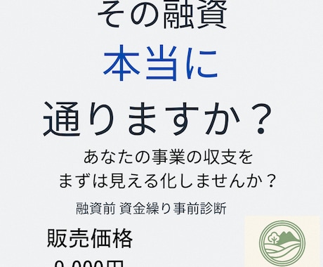 不安な収支の流れをクリアに！資金繰りを可視化します 融資前の資金設計ライト！通らない融資を避けるための事前診断 イメージ1