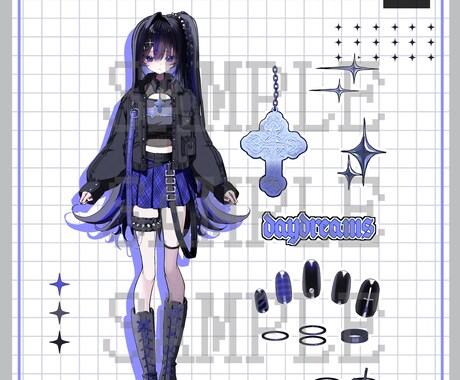 キャラクターの衣装デザインを制作します 頭からつま先までを含めた衣装デザイン イメージ1