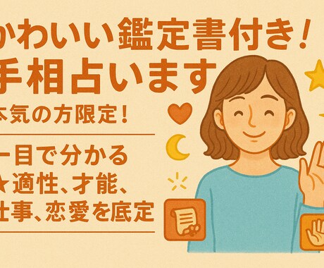 可愛い鑑定書付き！手相占います 本気の方限定！一目で分かる★適性、才能、仕事、恋愛を徹底鑑定 イメージ1