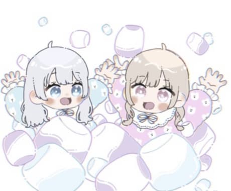緩かわべびちゃんの量産お描きします 量産イラスト(ヘッダーサイズ)でペア画にお困りの方はぜひ！ イメージ2