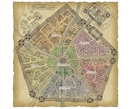 ファンタジーな街、世界地図を描きます ファンタジー風の地図をご依頼主様の意向に沿ってお作り致します イメージ2
