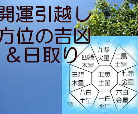 お引越しの吉凶＆お薦め日取りを鑑定します 氣になるお引越し方位の吉凶にお答えします！日取りもご提案♪ イメージ1