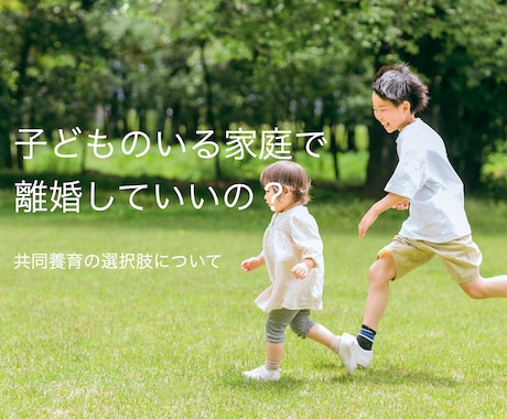 子どもがいる家庭での離婚に悩む相談にのります 日本ではレアな年間130日以上の共同養育実践中です。 イメージ1