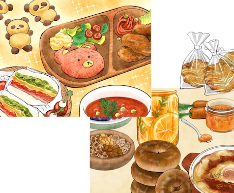 やさしい雰囲気の食べ物イラストを制作します 手描き感のある食べ物イラストを作成します。 イメージ1