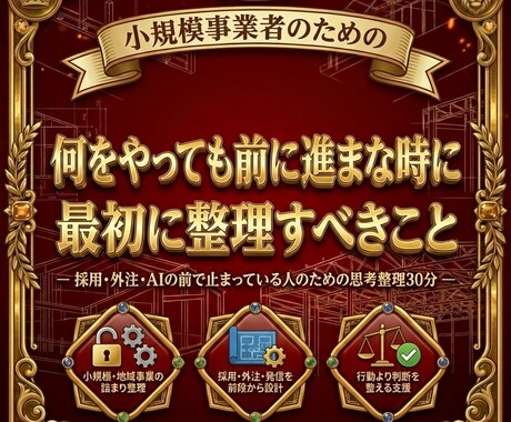 採用・外注・AI活用の前で止まる理由を整理します 【小規模事業者＆担当向け】の 考える順番を整理する為の講座 イメージ1