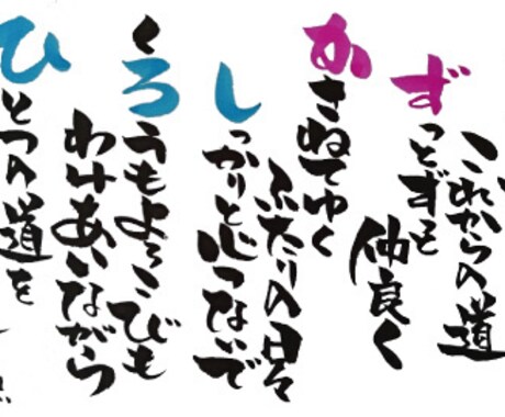 お名前の一文字、一文字を織り込み言葉をお作りします ご結婚、ご出産、ご長寿やお誕生日のお祝いに。 イメージ1