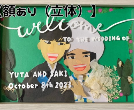 手書きで似顔絵入りのウェルカムボードを作成します 結婚式用のおしゃれなウェディングボード【額入りも選べます】 イメージ2
