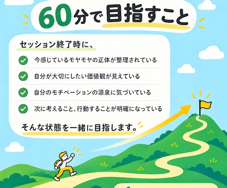 仕事・人生のモヤモヤを整理し、自分軸を見つけます イメージ1
