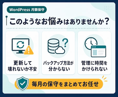 WordPressを月額で保守・バックアップします 更新の不安を減らし、本業に集中できる環境を整えます イメージ2