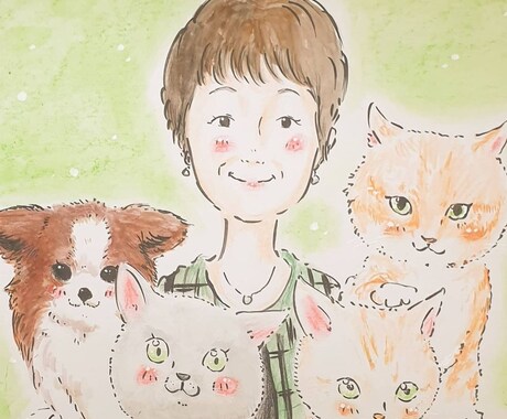 ペットと人物を一緒に描きます 大好きなペットと一緒に似顔絵をお描きます！ イメージ2