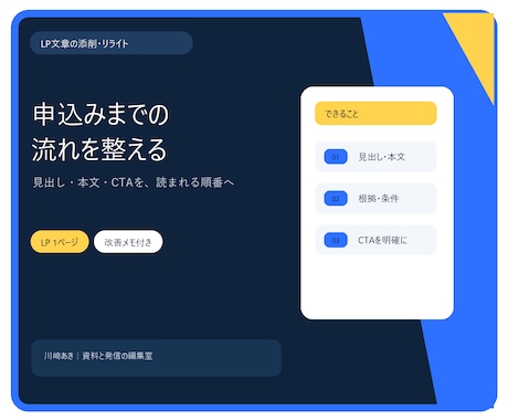 LPの文章を伝わる形に添削・リライトします 見出し・本文・CTAを読まれる順番へ整理します イメージ2