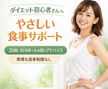 AI×人の目で3日間あなたの食事を改善します ダイエット初心者向け　3日分の食事をチェックし改善を行う イメージ1