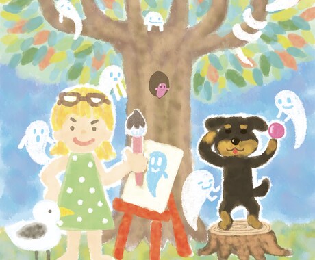 優しい雰囲気の似顔絵を描きます 水彩画のような雰囲気の優しい似顔絵。 イメージ1