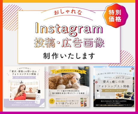 Instagramの投稿・広告画像をデザインします 女性向け♪おしゃれなSNSの投稿・広告用画像のデザイン作成 イメージ1