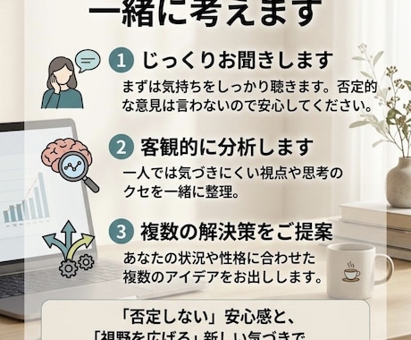 どんなお悩みも一緒に整理して解決へ導きます イメージ1