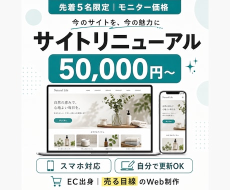 先着5名モニター価格でHPリニューアルします イメージ1