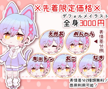 商用利用＆差分2種無料◆SD絵作成します アイコンやグッズ、Vtuber様の配信のワンポイントなどに！ イメージ1