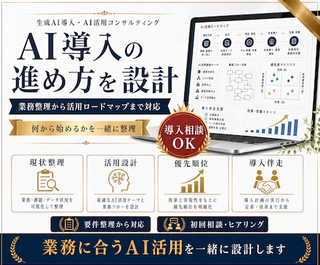 AI導入の進め方を一緒に設計します 業務整理から活用ロードマップ作成 イメージ1