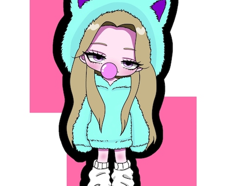 量産｜猫耳パーカーでミニキャラ描きます アイコン｜ SNS ｜配信等で使える◎ イメージ2