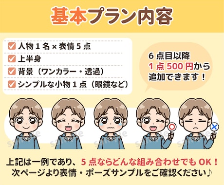 商用◎もちもちポップな表情アイコン5点制作します 先着3名様モニター価格でご提供！ブログ・インスタ・Xに イメージ2