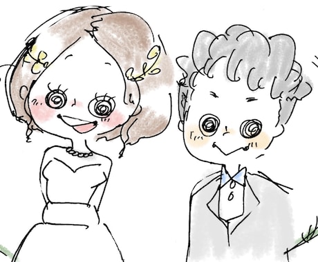 似顔絵、結婚式のウェルカムボードなどに使えます ゆるふわなイラストをあなたにお届けします♫ イメージ1